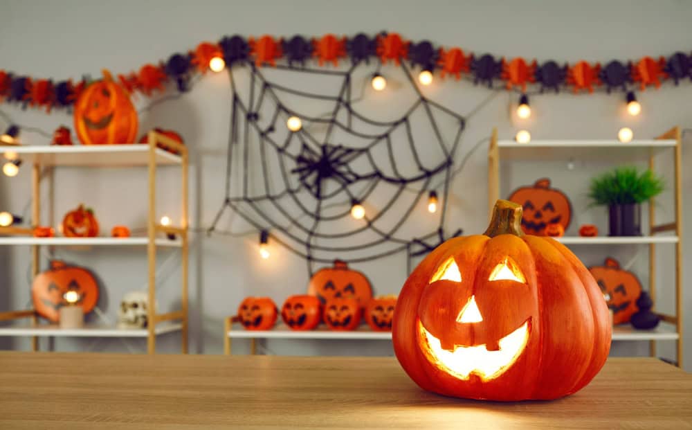 jack o' lantern on a table